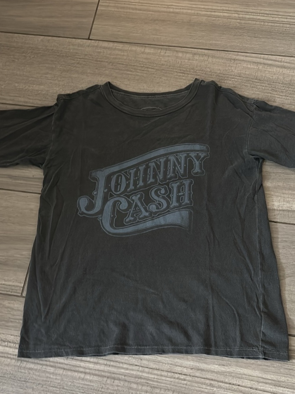 Ash Black Graphic Logo Tee with Faded Blue Print